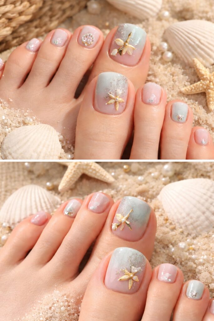 12 mẫu nail chân đi biển đẹp xinh, trend hot nhất hè này 7 Mẫu nail chân đẹp đi biển kiểu French tip biến tấu tươi sáng