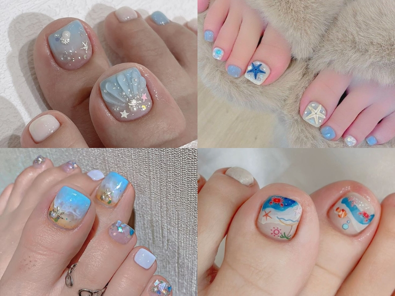 12 mẫu nail chân đi biển đẹp xinh, trend hot nhất hè này 1 Tổng hợp các mẫu nail chân đi biển đẹp với nhiều tone màu tươi mát và họa tiết biển cả cho nàng lựa chọn cho mùa hè.