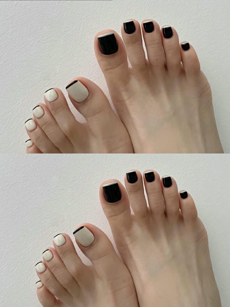 20+ mẫu nail chân màu đen đẹp sang chảnh, cuốn hút nhất hiện nay 4 Mẫu nail chân màu đen trắng