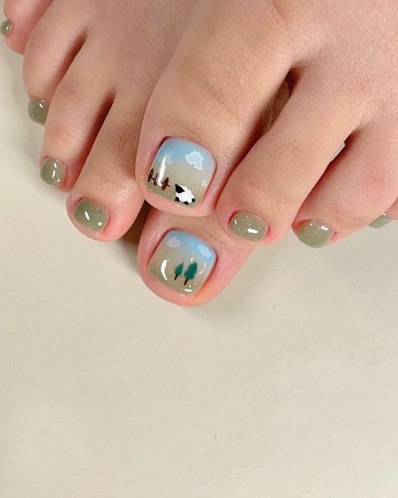 25+ Mẫu nail chân màu xanh sành điệu, mới lạ HOT nhất 6 Mẫu nail chân màu xanh ngọc cực đẹp