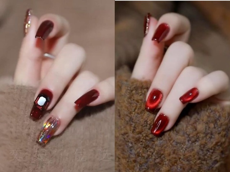 99+ Màu nail đẹp tôn da, được ưa chuộng nhất hiện nay 2 Mẫu nail màu đỏ rượu đẹp
