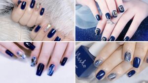 Bộ sưu tập mẫu nail màu xanh dương đẹp tông xanh nhẹ với nhiều kiểu marble, hoa nổi 3D và kẻ caro tinh tế, dễ ứng dụng.